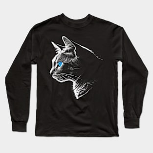 Cat Blue Eyes - Pet Animal Art Cat Long Sleeve T-Shirt